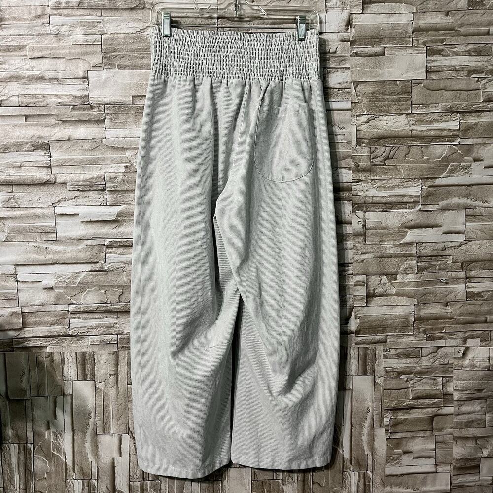 Flamingals Pants Elastic Waist Pull On Leg Striped Pants Size Large Pockets - Picture 2 of 8